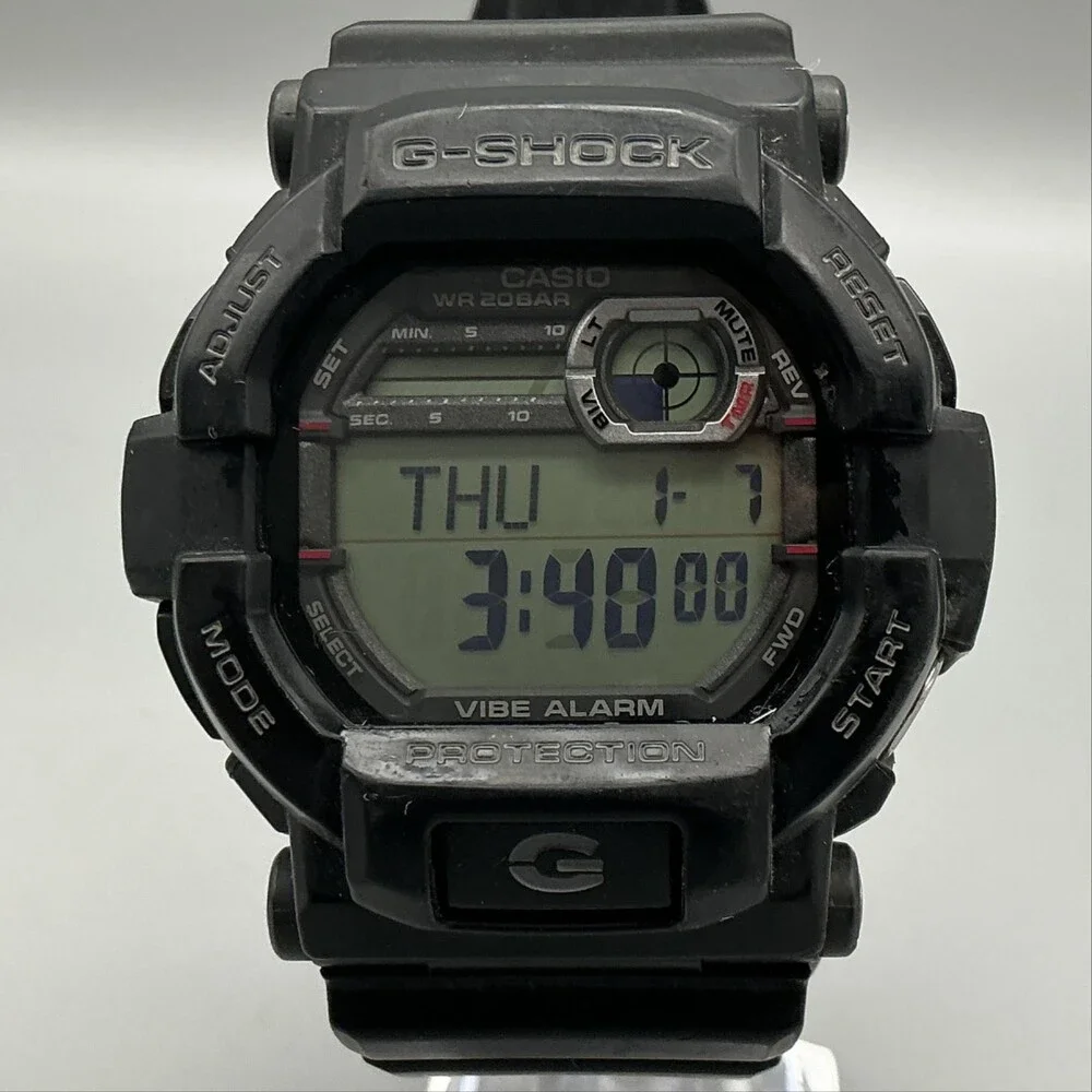 Casio G-Shock GD-350 Mens Watch 50mm Gray Digital Black Resin Alarm New Battery